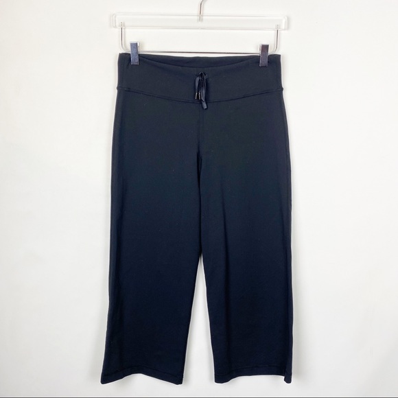 lululemon athletica Pants & Jumpsuits Lululemon Black Wide Leg Crop Yoga Pant 6 Poshmark